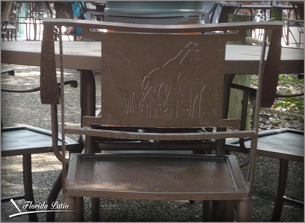 Custom Aluminum Chairs - These chairs sit next to the giraffe exhibit at the Houston Zoo.