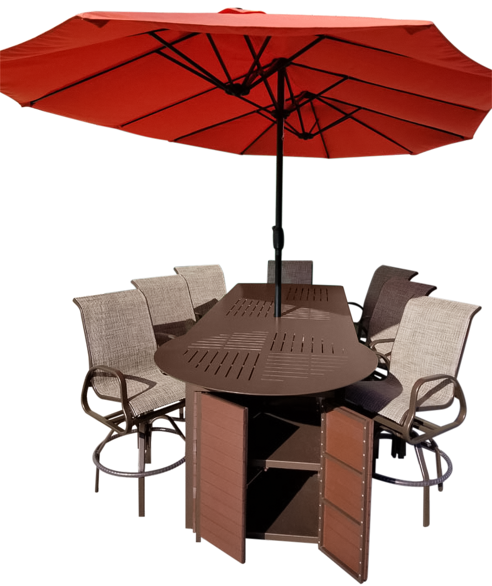 Custom Bar Set Florida Patio Outdoor, Outdoor Pub Set With Umbrella